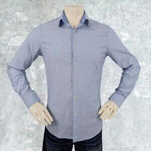Duchamp Dress Shirt Size 15.5 15 1/2 Tailored Fit Tiny Blue Diamonds